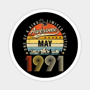 Awesome Since May 1991 Vintage 32nd Birthday Magnet